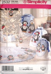 2532 XMAS PENGUINS SHAPE SIZE BAGS, TREESKIRT, ORNAMENTS PATTERN